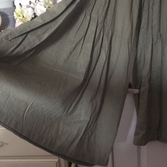 NWOT Military Green Sequins Boho Flare Leg Pants - Picture 3 of 6